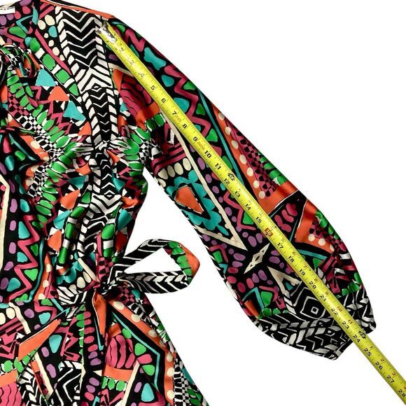 Alexia Admor Wrap Dress Womens M Multicolor Balloon Sleeve Tie Waist Boho Chic - Picture 14 of 16